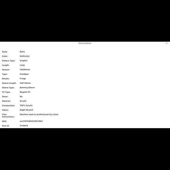 MULTICOLOR GRAPHIC PATTERN FRINGE CHUNKY KNIT CARDIGAN - Picture 7 of 8